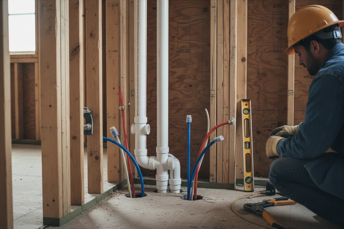 Drain and supply rough-in during Drain Cleaning in Palmyra