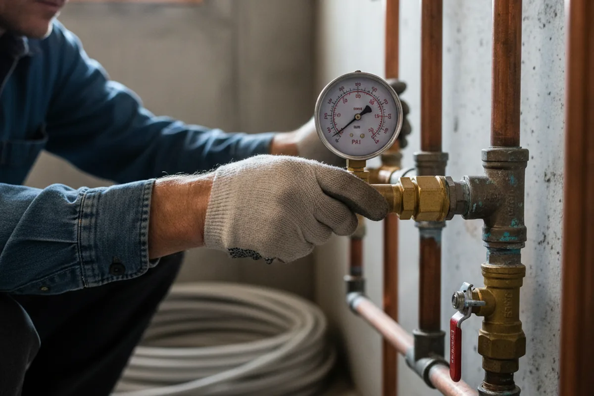Pressure testing a repaired line during Water Line Repair in Palmyra